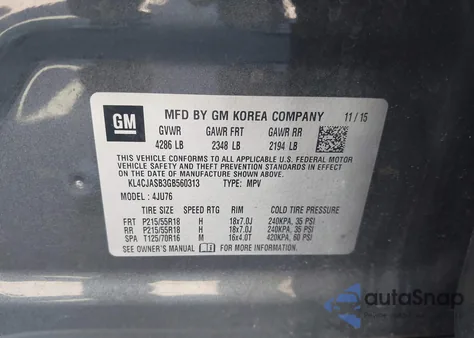 2016 Buick Encore z USA, uszkodzony, nr VIN KL4CJASB3GB560313